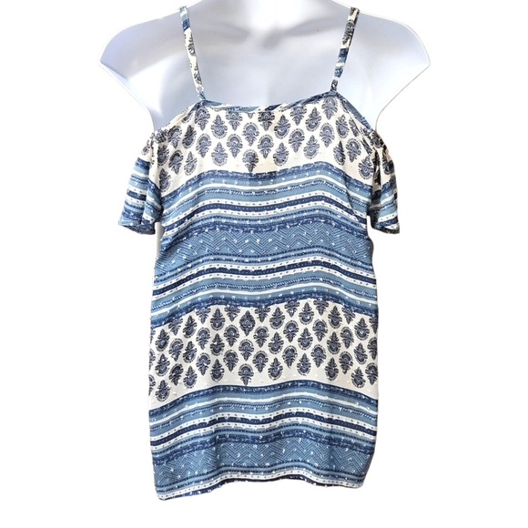 J. VALDI Women's Paisley Print Cold Shoulder Clip - Dot BLouse Size M - Picture 8 of 16